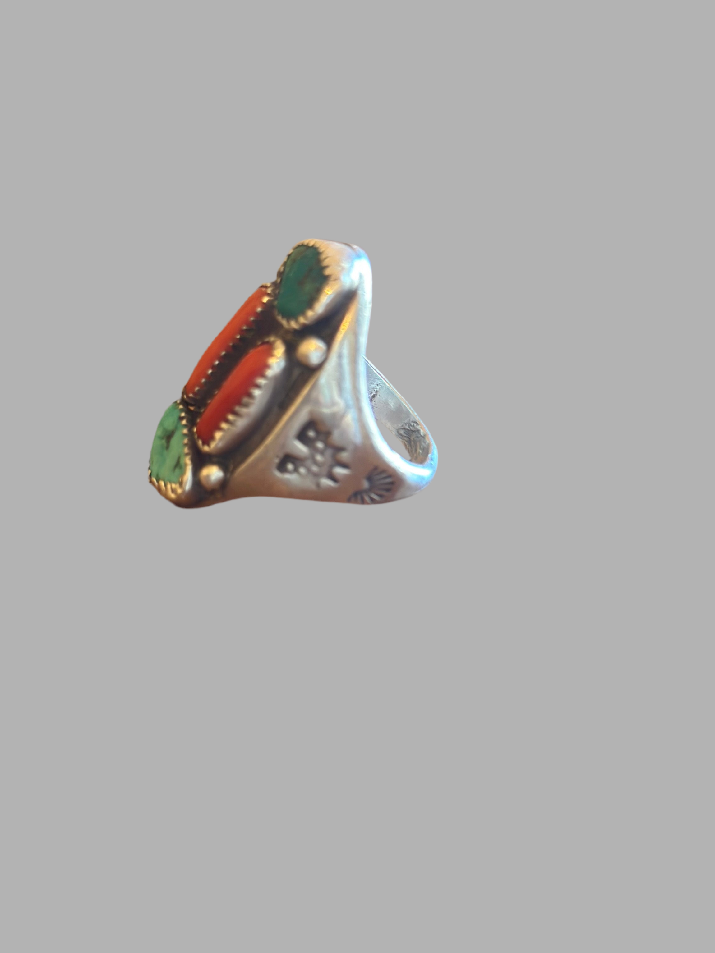 Turquoise/Coral Ring