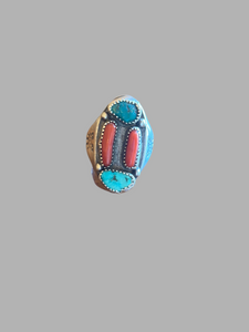 Turquoise/Coral Ring