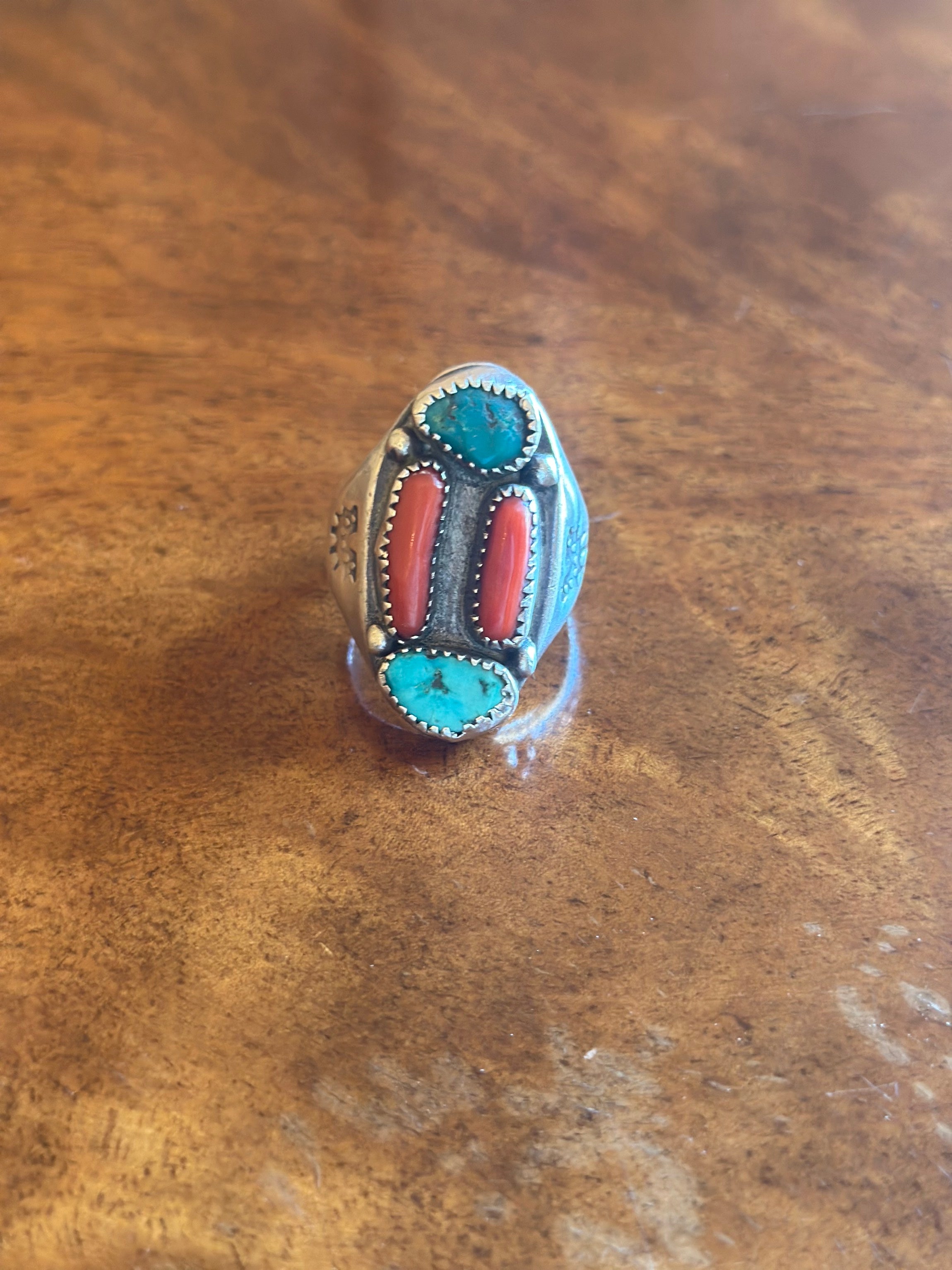 Turquoise/Coral Ring