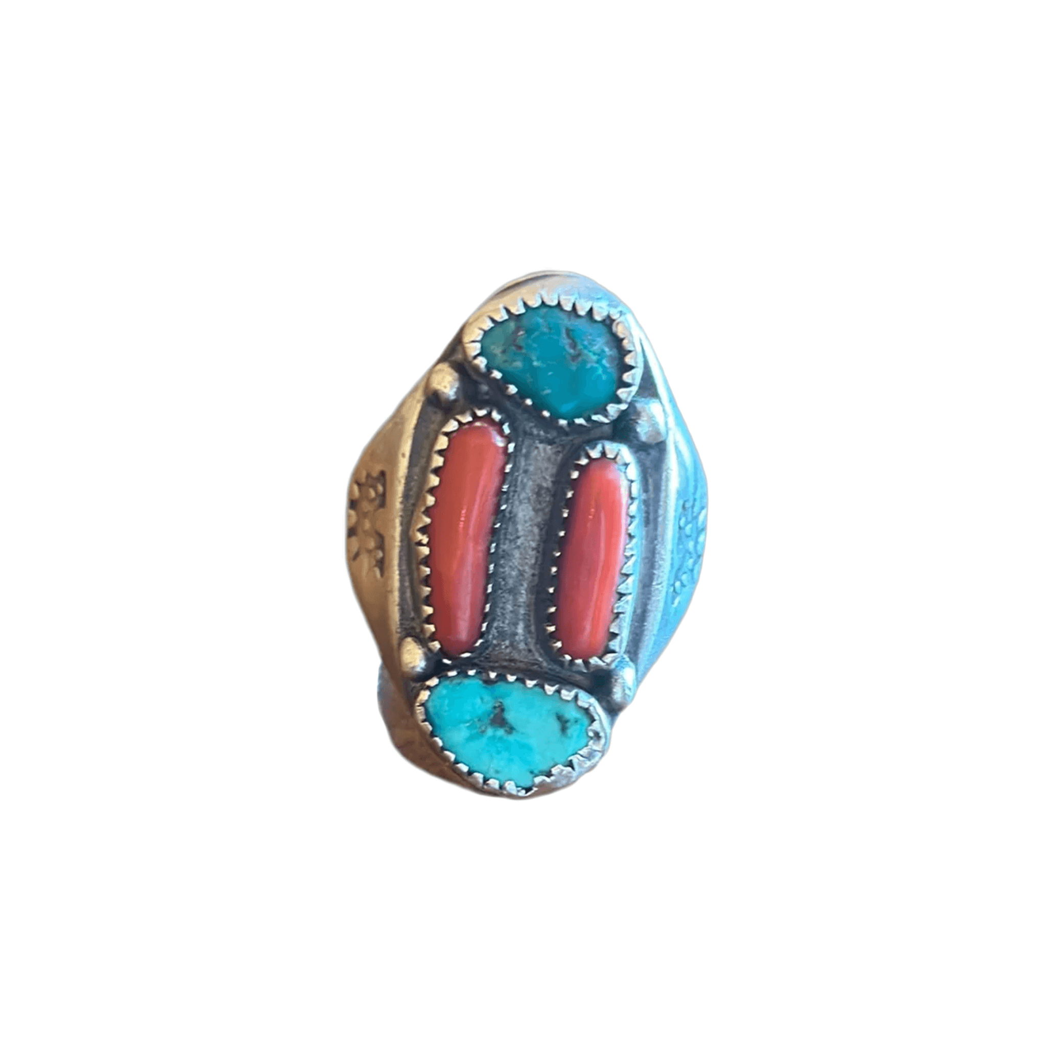 Turquoise/Coral Ring